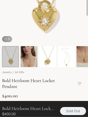 NEW RARE Kendra Scott Bold Heirloom Heart Star Locket Gold 18K Vermeil Necklace